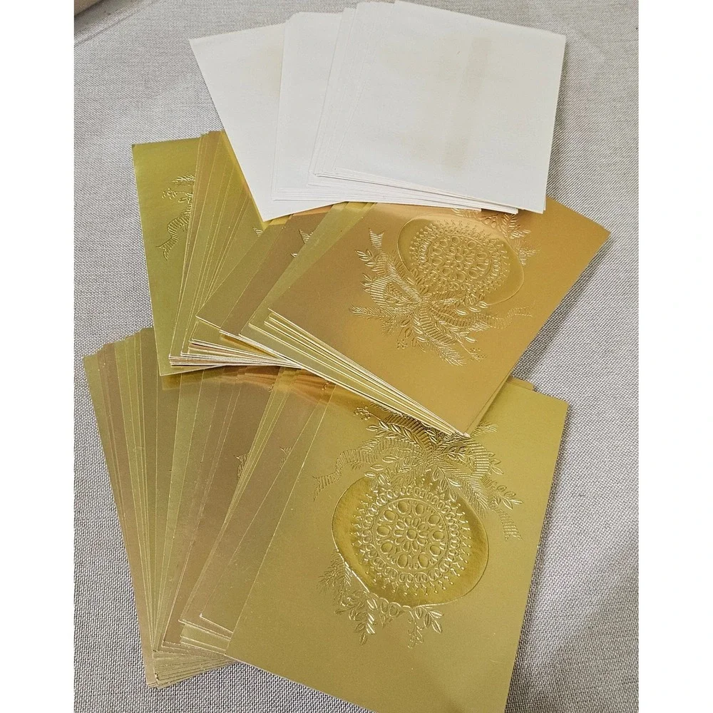Hallmark Photo‎ Holders Christmas Cards 20 Envelopes Gold Ornament Design